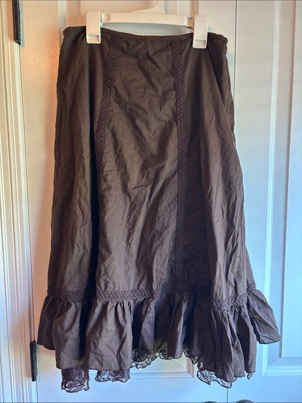 A-Line Brown Ruffle-Hem Skirt